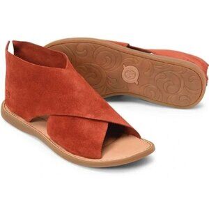 BØRN Born Iwa Comfort Flat Crisscross SANDALS Size 7 Rust Red Suede NEW